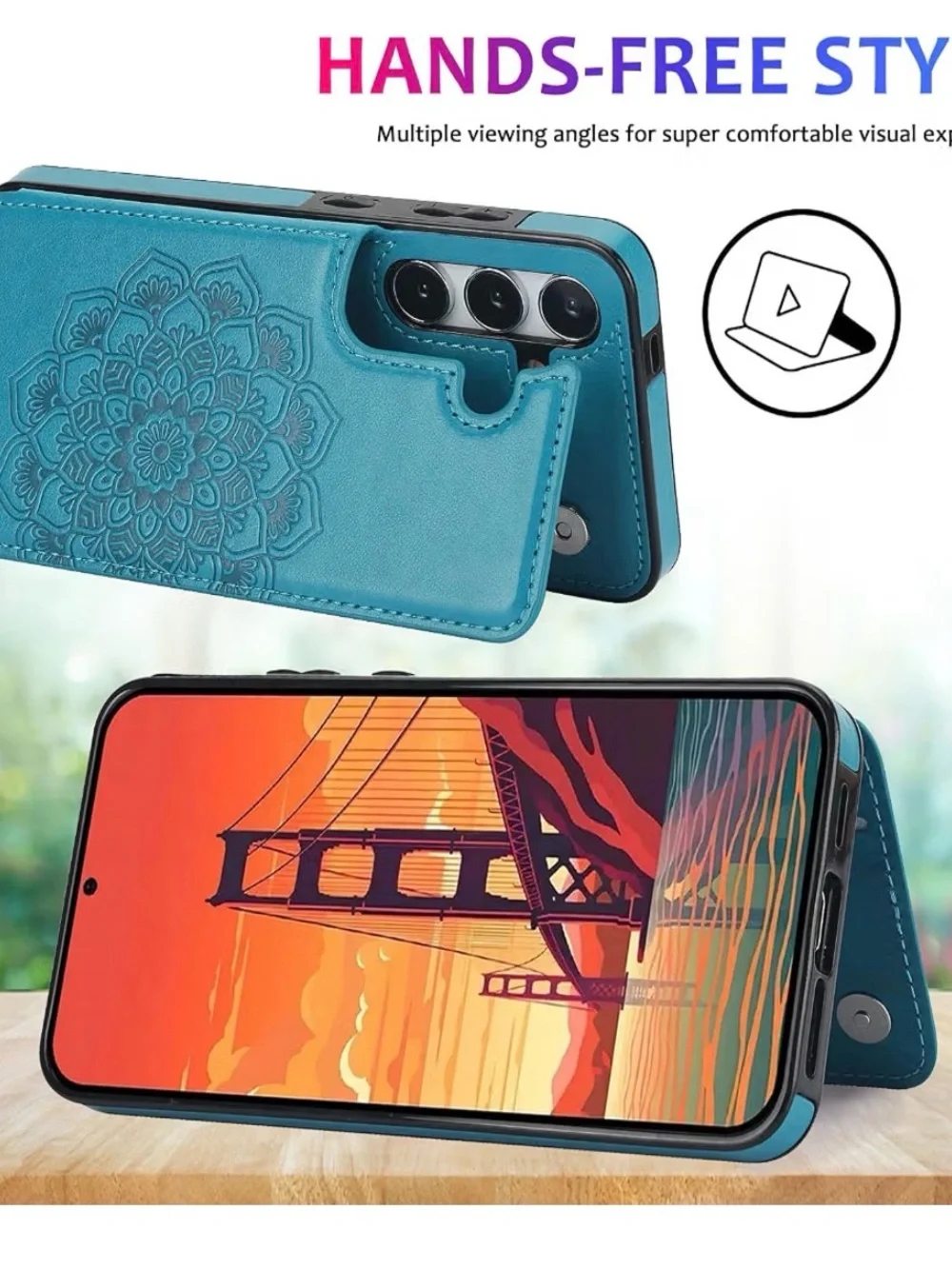 Blue Wallet Case for Samsung Galaxy S24/S25 Plus 6.7 inch card holder PU leather